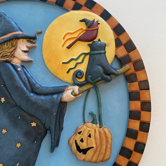 Halloween Debbie Mumm Broomhilda 3D Wall Plaque Halloween Witch 2001 12'' Rare - Picture 6 of 12